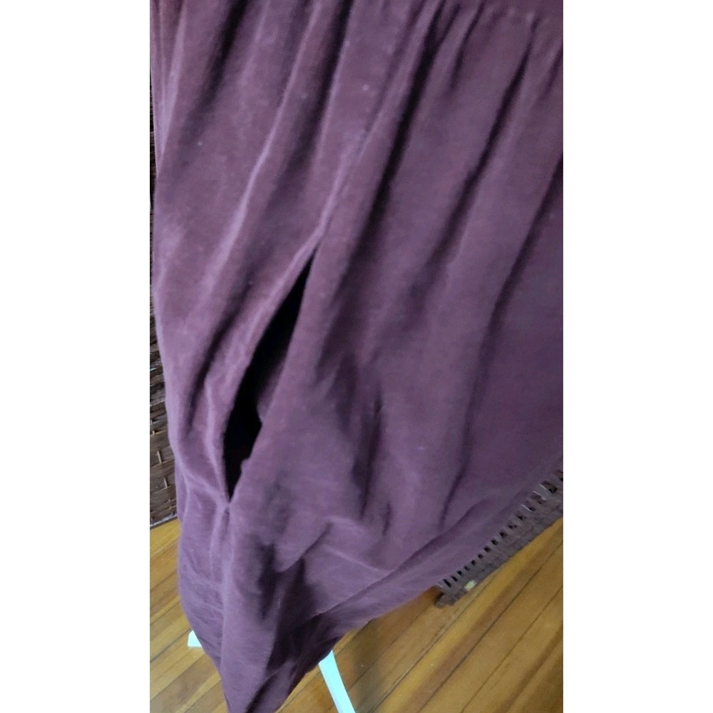 Laura Ashley Vintage Corduroy Midi Dress Sz 8 Modest Burgundy Purple Puff Sleeve - Picture 6 of 16